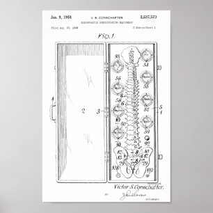 Poster 1951 Chiropratique Vintage Spine Patent Art Imprim