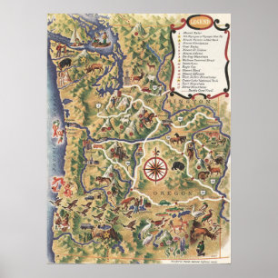 Poster 1952 Vacances en Oregon