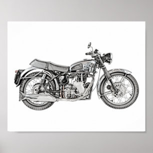 Poster 1952 Velocette Venom Motorcycle Illustration