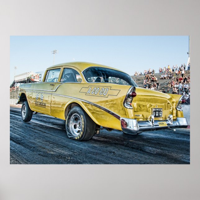 Poster 1956 chevy belair gasser à la bande de traînée (Devant)