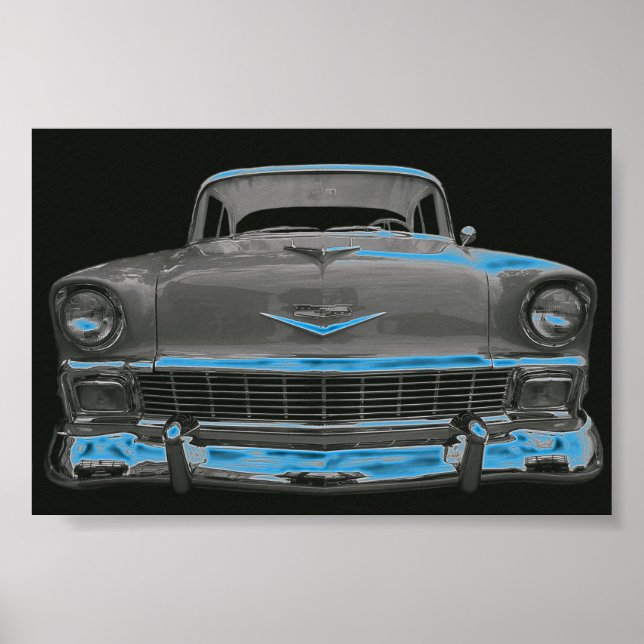 POSTER 1956 CHEVY "NEON BLUE GLOW" (Devant)