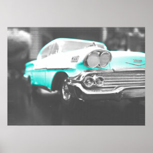 Poster 1958 chevy impala bleu clair