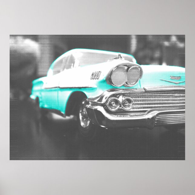 Poster 1958 chevy impala bleu clair (Devant)