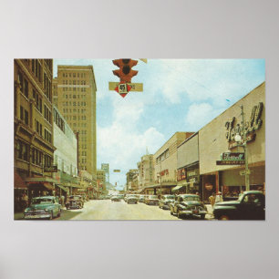 Poster 1960 Jacksonville, scène de rue FL