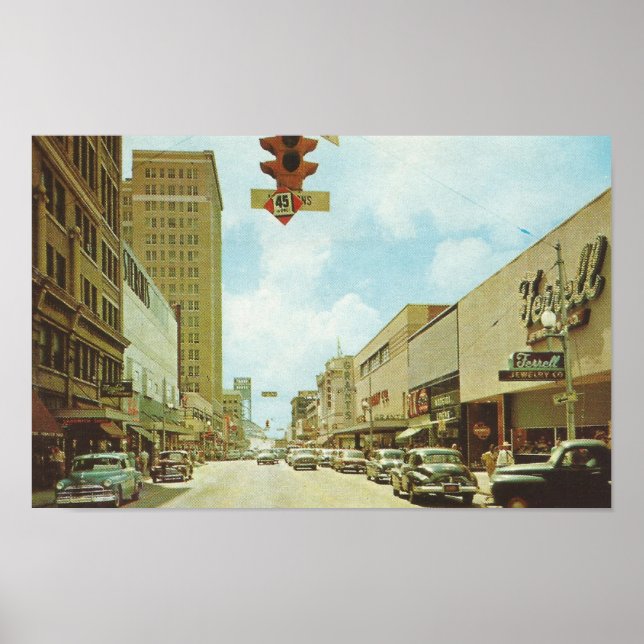 Poster 1960 Jacksonville, scène de rue FL (Devant)