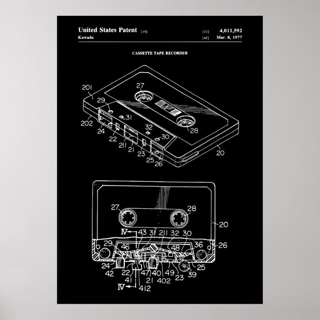 Poster 1977 CASSETTE TAPE RECORDER Brevet (Devant)