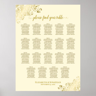 Poster 19 Table Mariage de crème Frills Gold