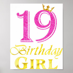 Poster 19e anniversaire fille princesse chemise 19 ans 19