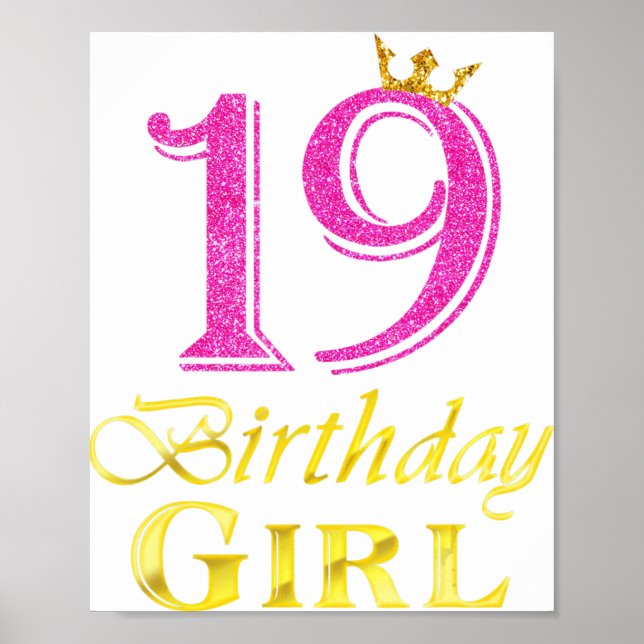 Poster 19e anniversaire fille princesse chemise 19 ans 19 (Devant)