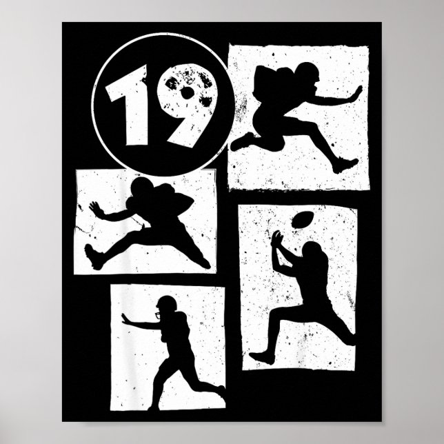 Poster 19th Birthday Retro American Football 19 Years Old (Devant)