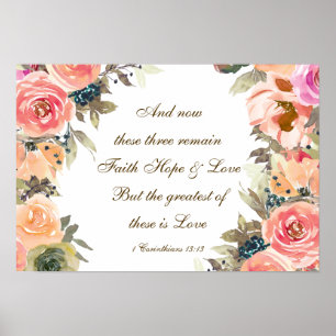 Poster 1 Corinthiens 13:13 Foi Espoir Amour Bible Verse