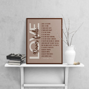 Poster 1 Corinthiens 13:4-8 Verset biblique, Cuir beige
