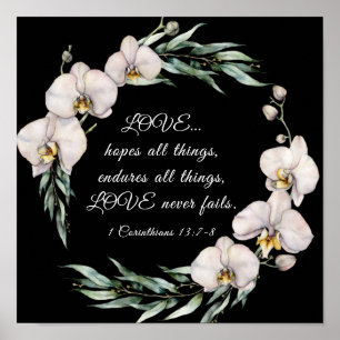 Poster 1 Corinthiens 13:7-8 L'amour n'échoue jamais Orchi