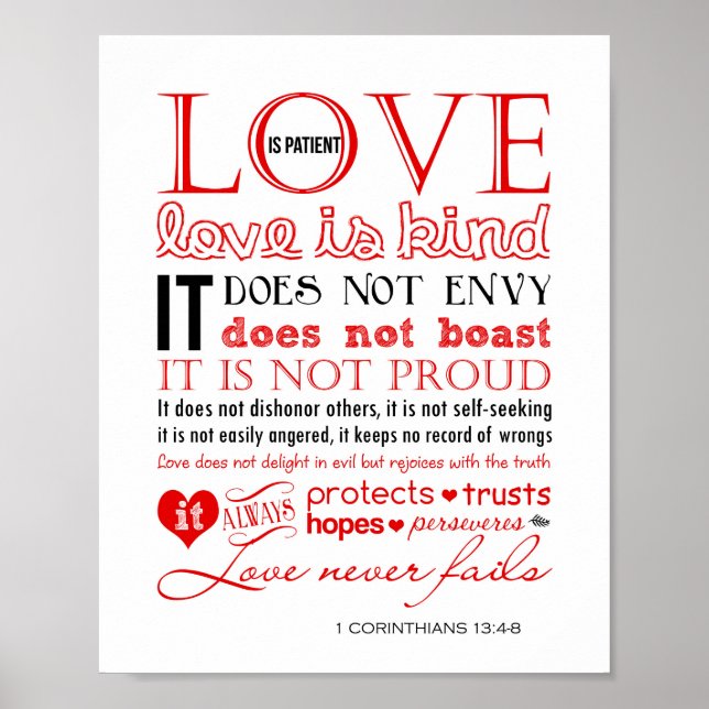 Poster 1 Corinthiens 13 Wall Art : L'amour est patient et (Devant)