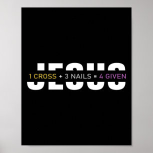 Poster 1 Croix 3 clous 4 Donné Pâques Jésus chrétien