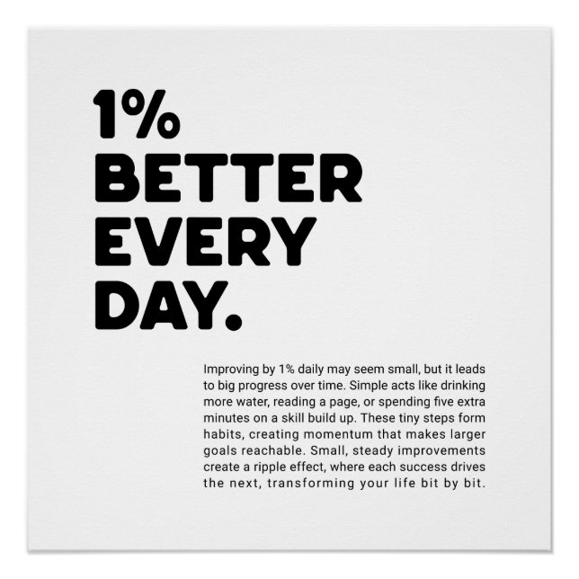 Poster 1% de mieux chaque jour de motivation (Devant)