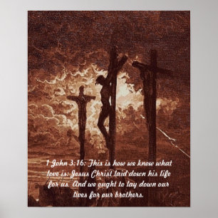 Poster 1 Jean 3:16 Jésus-Christ sur l'affiche croisée