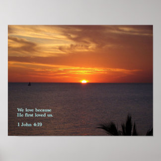 Poster 1 John 4:19 lever du soleil