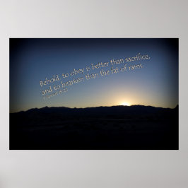 Poster 1 Samuel 15:22 Coucher de soleil Bordure noire