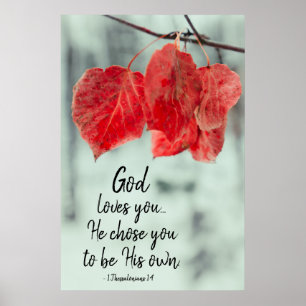 Poster 1 Thessaloniciens 1:4 Dieu t'aime... Il t'a choisi
