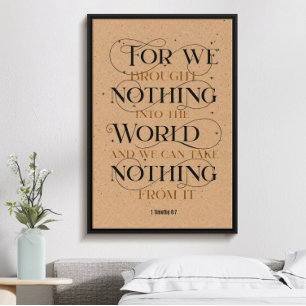 Poster 1 timothy 6:7, verset de la bible chrétienne inspi