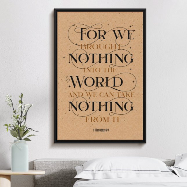 Poster 1 timothy 6:7, verset de la bible chrétienne inspi (Créateur téléchargé)
