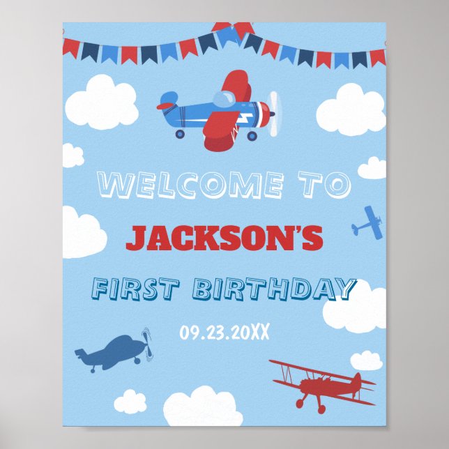 Poster 1er Anniversaire Avion Un an a été accueilli (Devant)