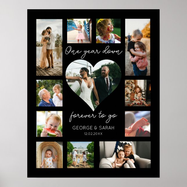 Poster 1er anniversaire photo 1 an de moins pour toujours (Devant)