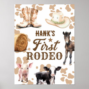 Poster 1er Rodeo Birthday Boy Western