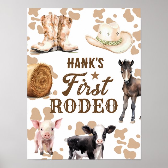 Poster 1er Rodeo Birthday Boy Western (Devant)