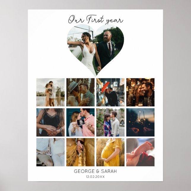 Poster 1ère année photo anniversaire calendrier cadeau 12 (Devant)