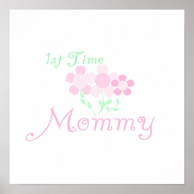 Poster 1ère Fleurs roses Mommy Cadeaux (Devant)
