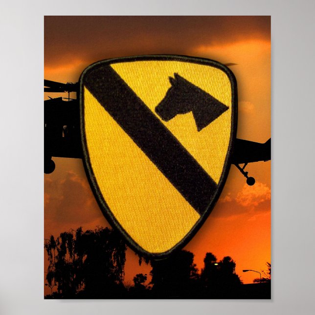 Poster 1re division de cavalerie Air Cav Fort Hood Patch (Devant)