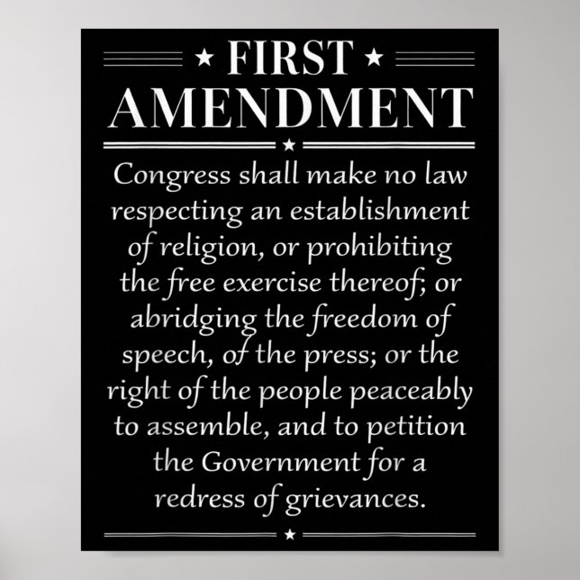 Poster 1st First Amendment U.s. Constitution Patriot  (Devant)