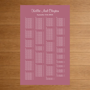 Poster 200 Burgundy Simple Wedding Seating Chart