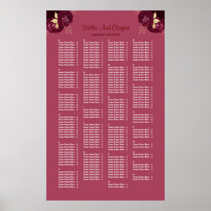 Poster 200 Mariages Bourgogne Et Or Floral