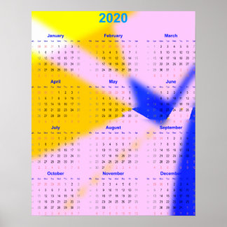 Poster 2020 Année calendrier pour la maison et le bureau.