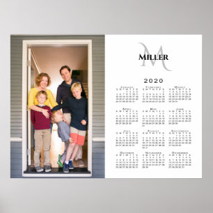 Poster 2020 Calendrier personnalisé Nom du monogramme pho