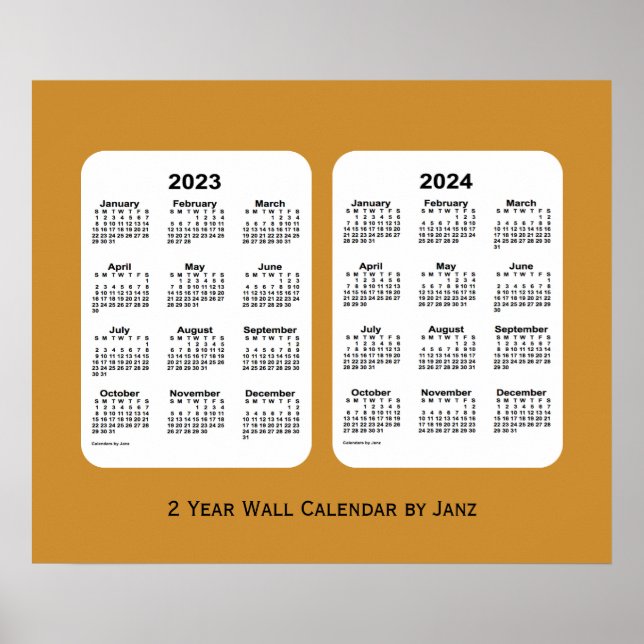 Poster 2023-2024 Gold 2 Year Wall Calendar par Janz (Devant)