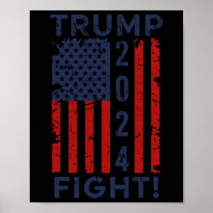 Poster 2024 Combat Combat Combat - Élection Président Tru