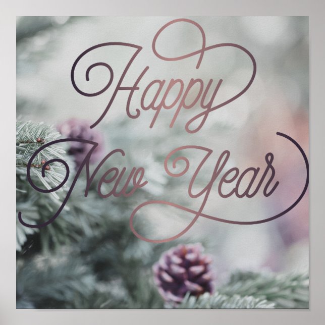 Poster 2025 Bonne année Pink Custom Business (Devant)