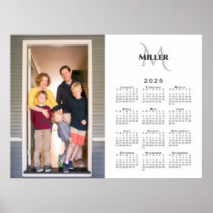 Poster 2025 Calendrier Personnalisé Nom du monogramme pho