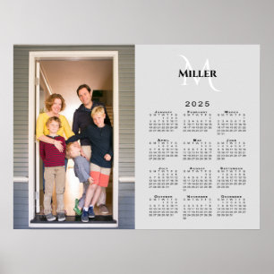 Poster 2025 Calendrier Personnalisé Nom du monogramme pho