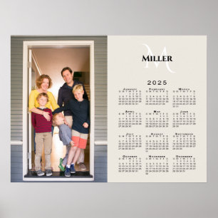 Poster 2025 Calendrier Personnalisé Photo Monogramme Nom