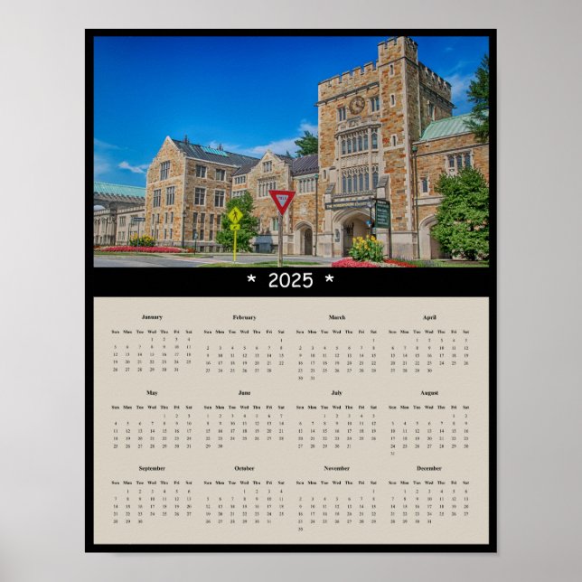 Poster 2025 Vassar College Main Entrée Wall Calendrier (Devant)