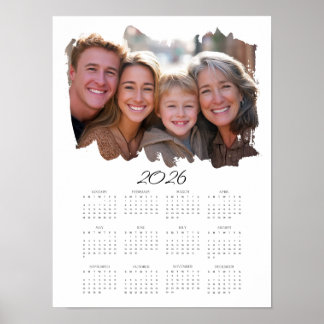Poster 2026 Ajouter Votre Photo Année Complète Calendrier