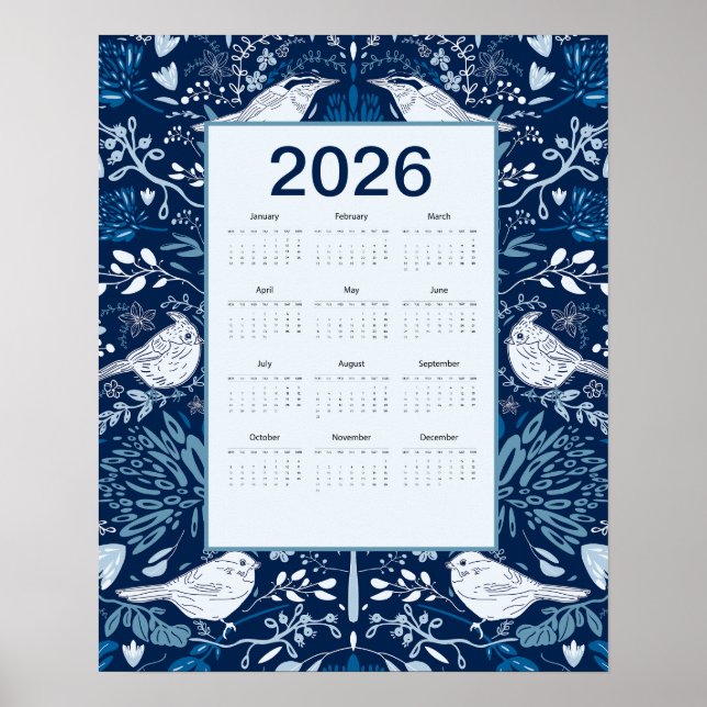Poster 2026 Birds Calendar (Devant)