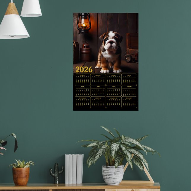Poster 2026 Bulldog Puppy with Lantern Calendar (Salon 1)