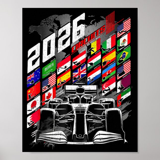 Poster 2026 Calendar Racing Circuit Schedule Places  (Devant)