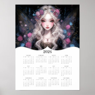 Poster 2026 Cute Fairy Imaginaire Art Calendrier de l'ann